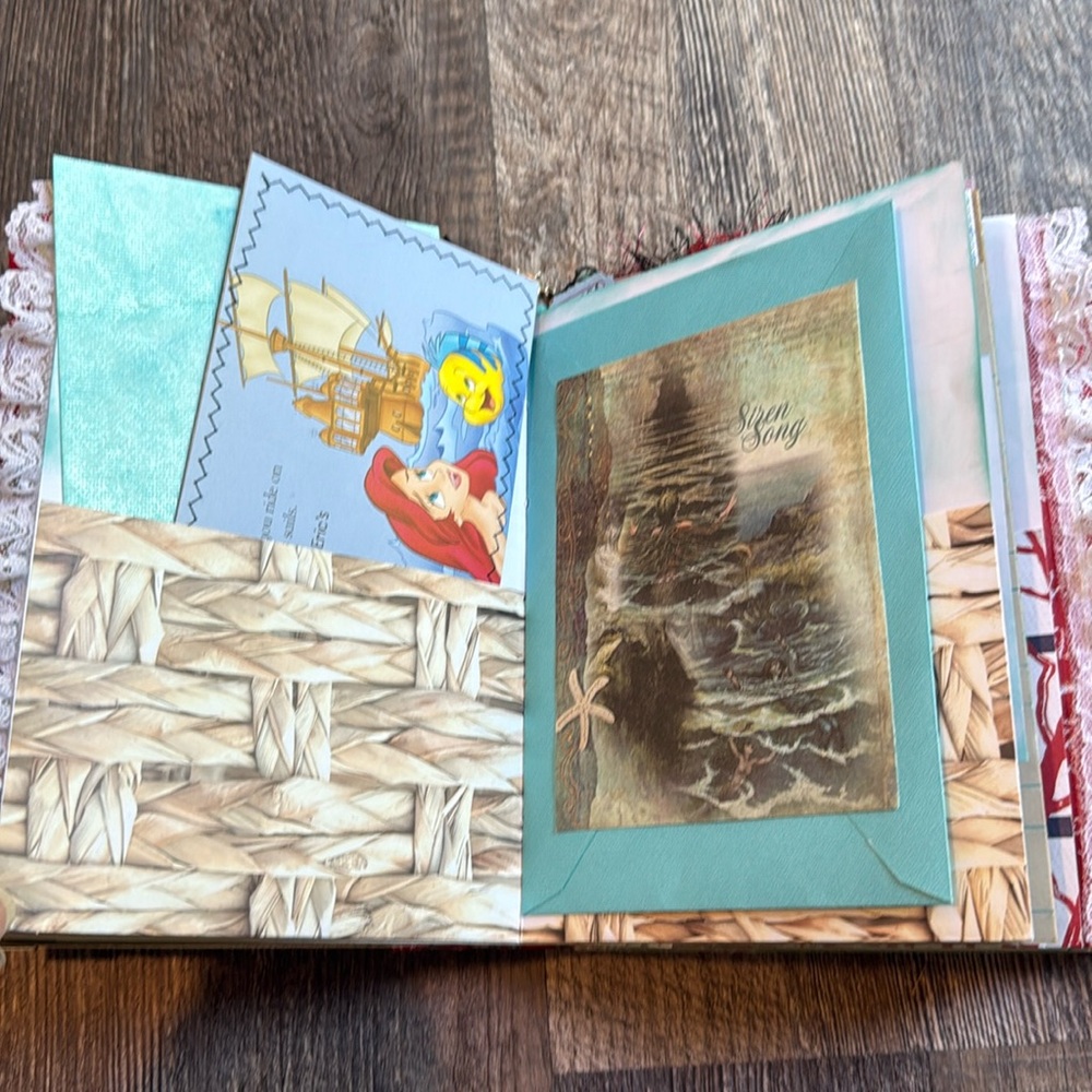 Disney The Little Mermaid Ariel Golden Book Altered Junk Journal Handmade - Picture 9 of 17